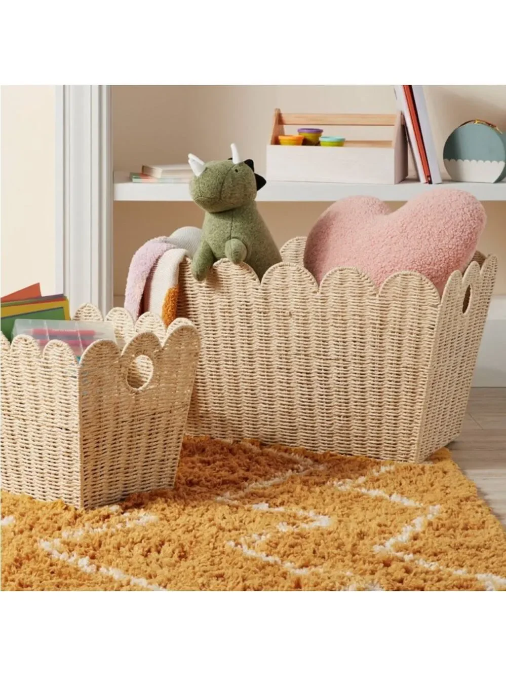Large Woven Scallop Kids' Storage Basket - Pillowfort